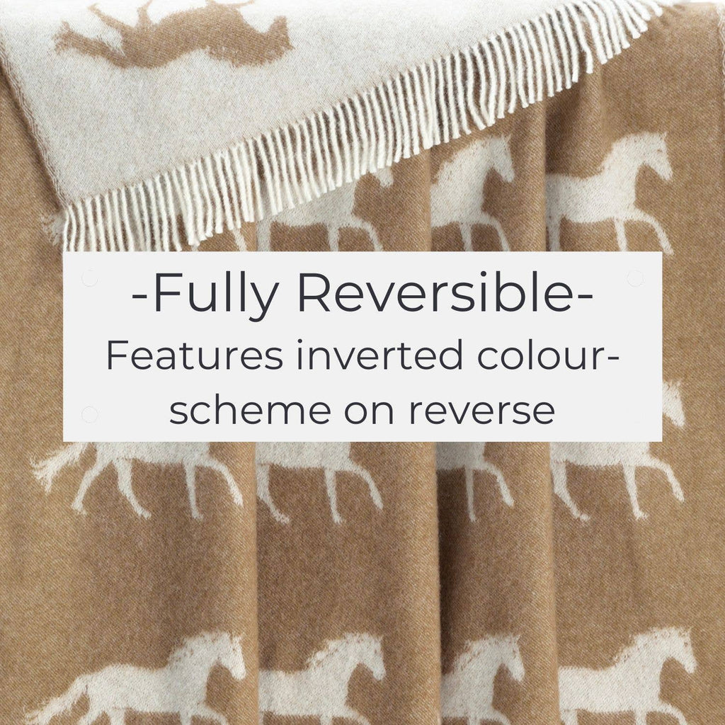 Double-sided Horse Wool Throw - Brown