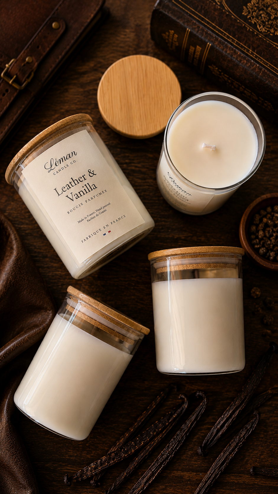 "Leather & Vanilla" Hand poured Soy Candle 