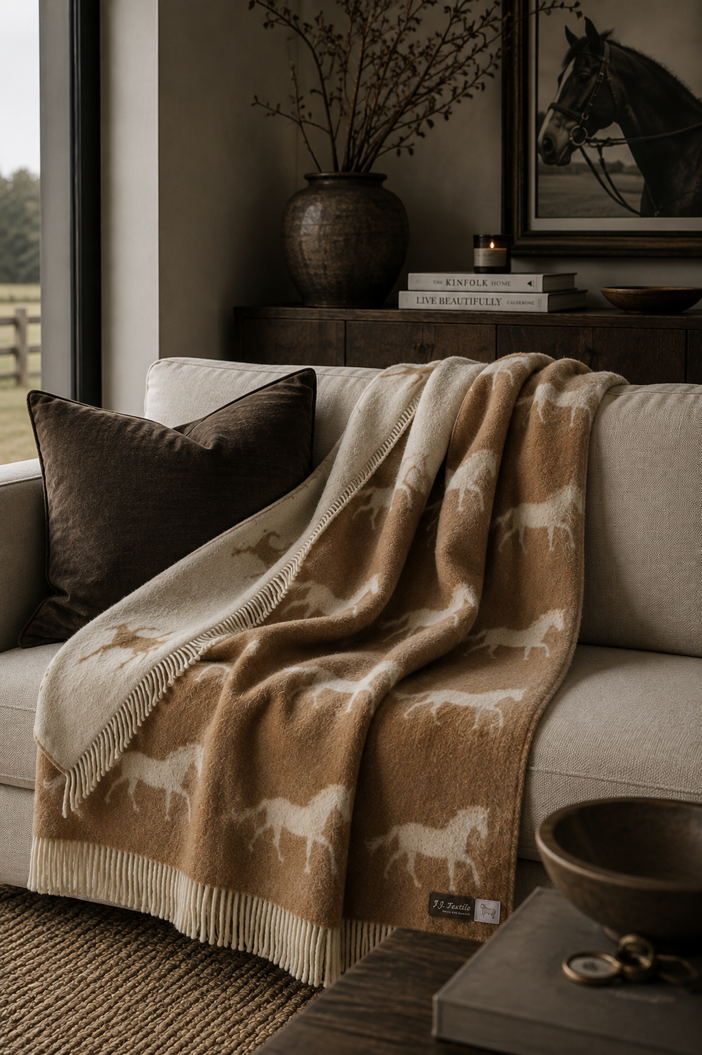 Double-sided Horse Wool Throw - Brown