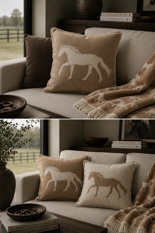 Double-sided Wool Cushion - Brown