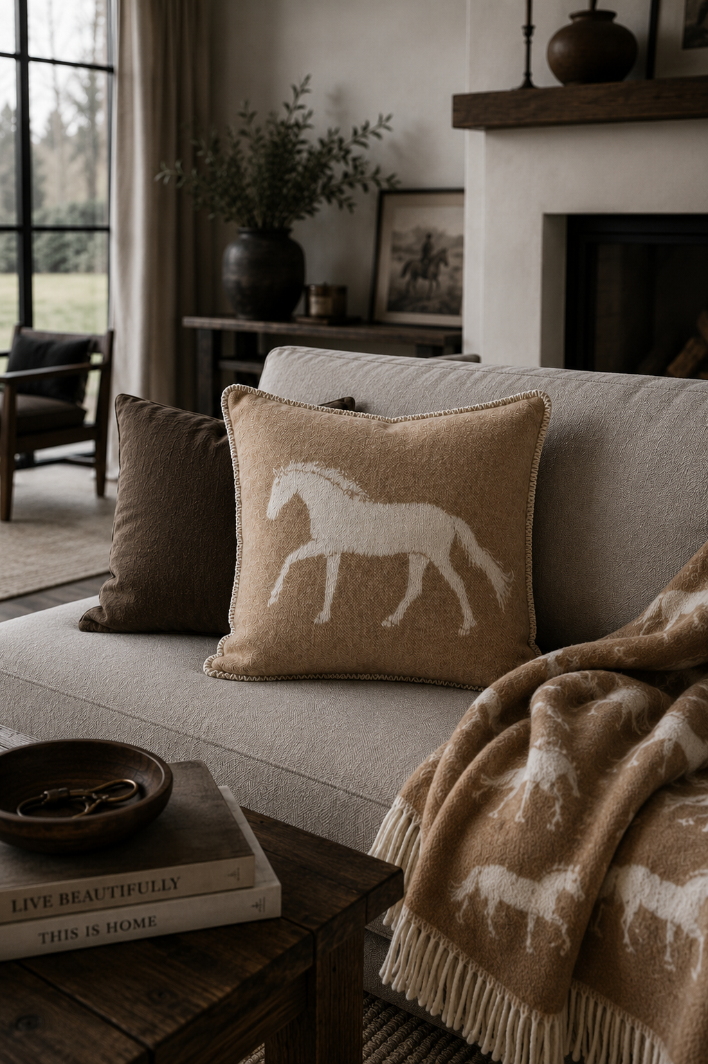 Double-sided Wool Cushion - Brown